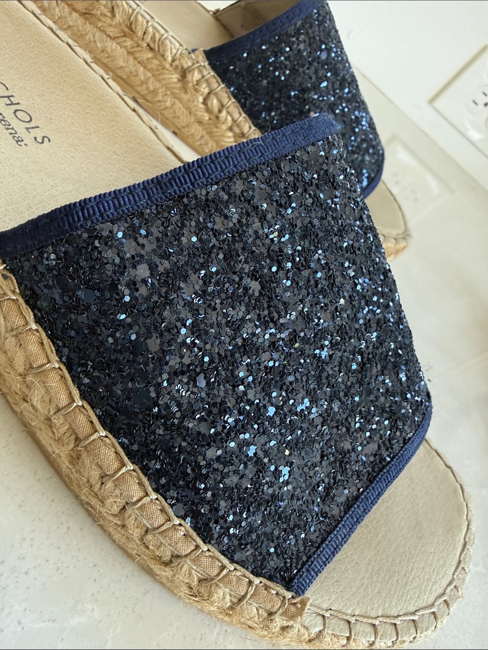 Harvey Nichols by Macarena Navy Glitter Espadrille Slides Size EU40Made in Spain - Picture 4 of 4